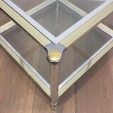 Pair of chrome, gold and silver side tables