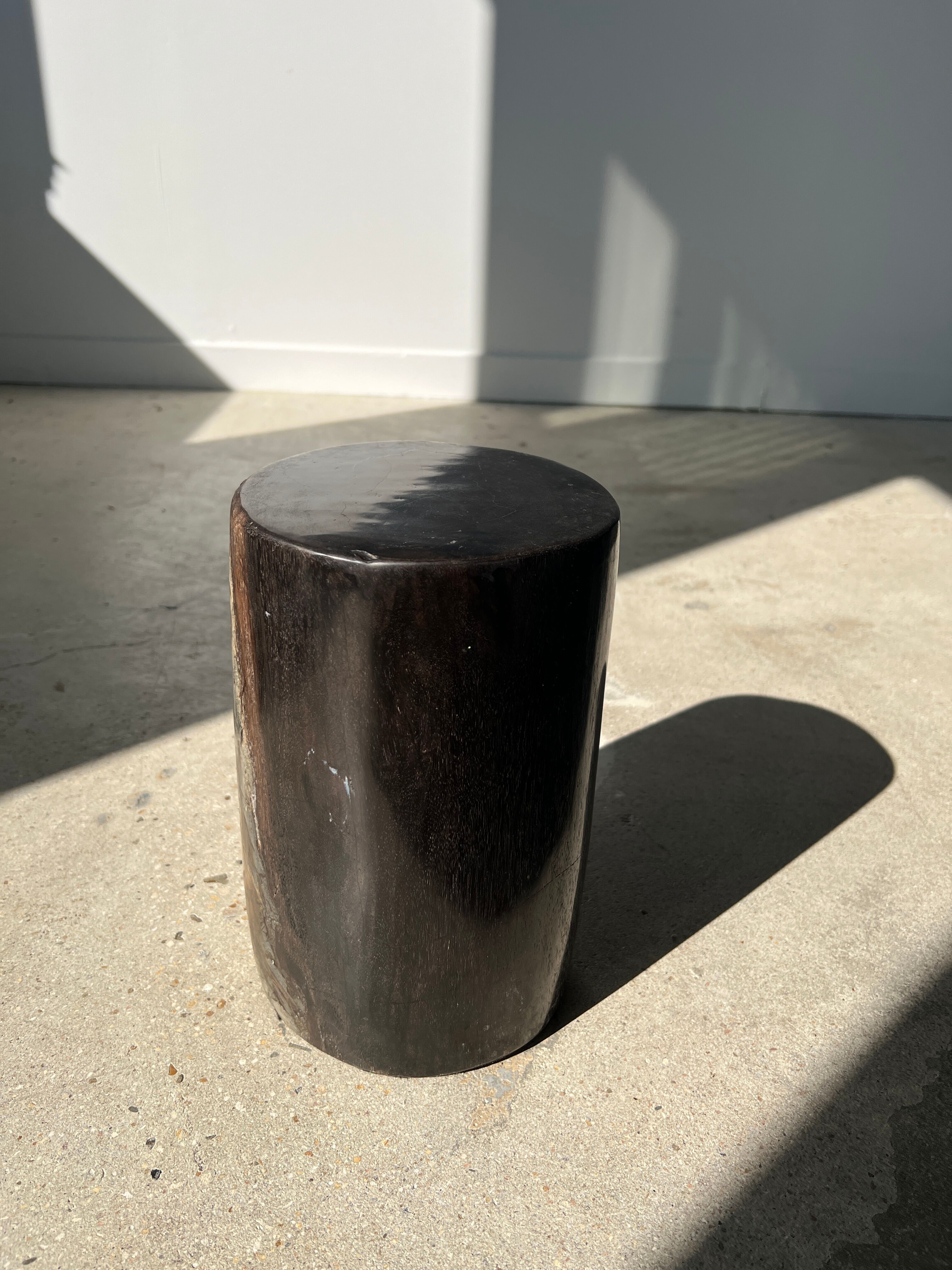 Side table in black petrified wood h:28,5cm d:17cm