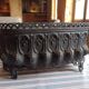 Old black iron planter