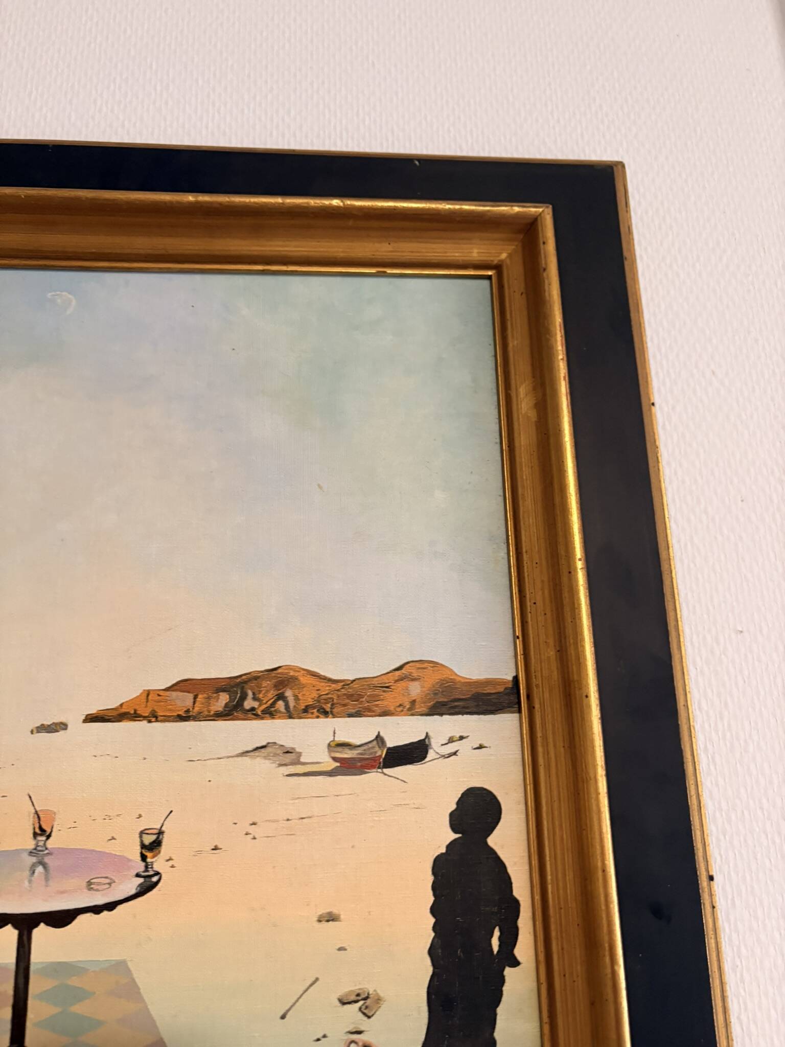 Oil Painting Canvas Solar Table After Salvador Dali Mid Century