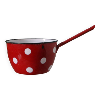 Casserole émaillée polka dots, vintage, bistrot, cuisine ancienne, ustensiles de cuisine, cocotte, é