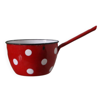 Polka dots enameled saucepan, vintage, bistro, old kitchen, kitchen utensils, casserole, star