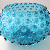 Vintage bubble vase in blue glass