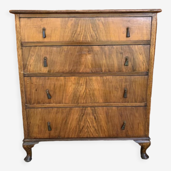 Antique walnut bedroom chest of drawers