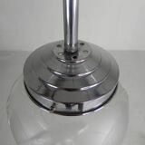 Art Deco pendant light with engraved glass globe and birds, 1930s