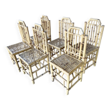 Series Of 6 Real Bamboo Chairs Circa 70