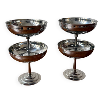 Set of 4 stainless steel footed bowls