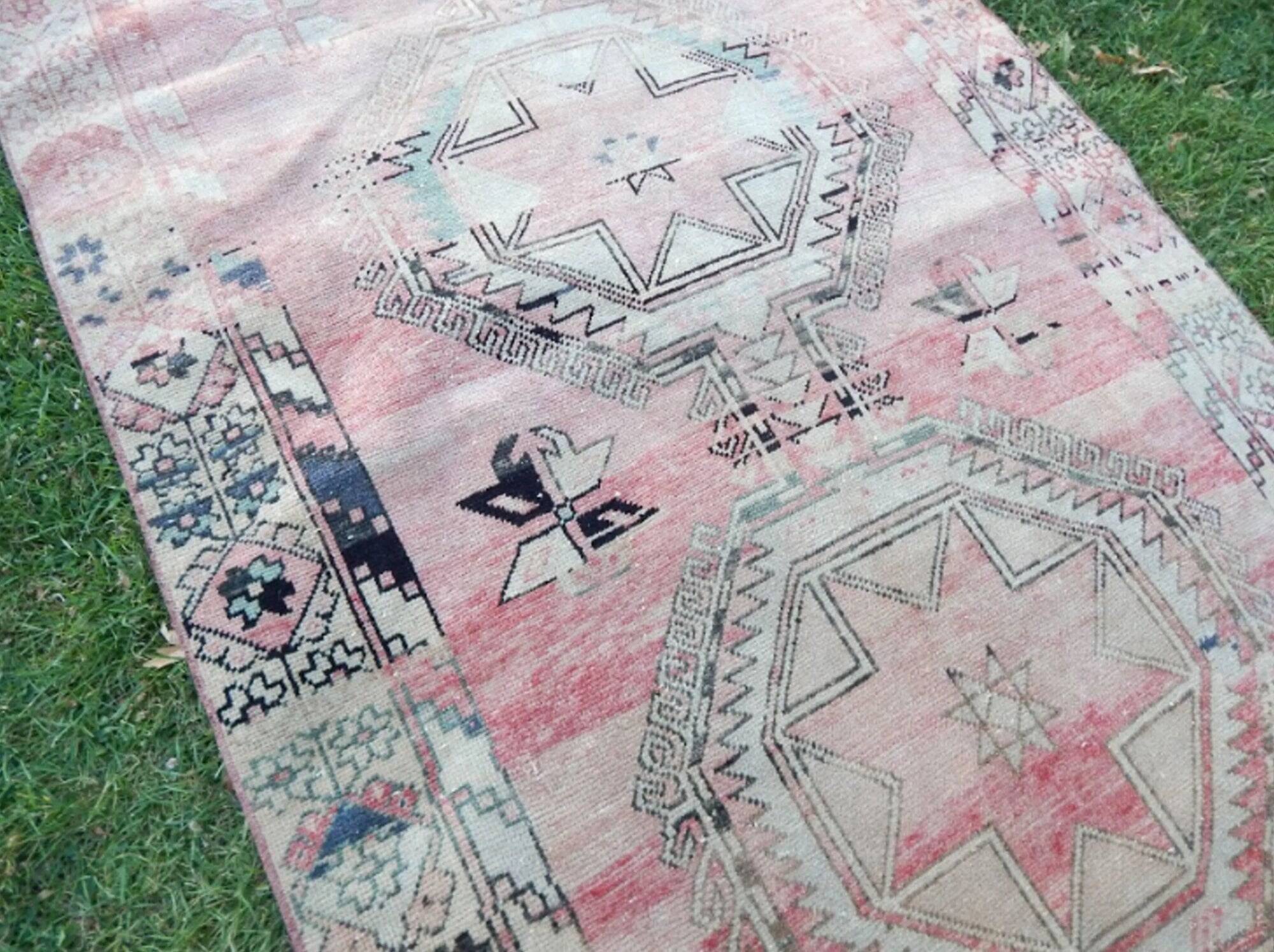 Vintage Turkish hallway rug 137x363 cm