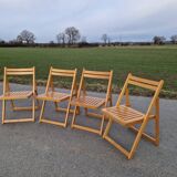 Set of 4 Folding Chairs in Wood and Plywood