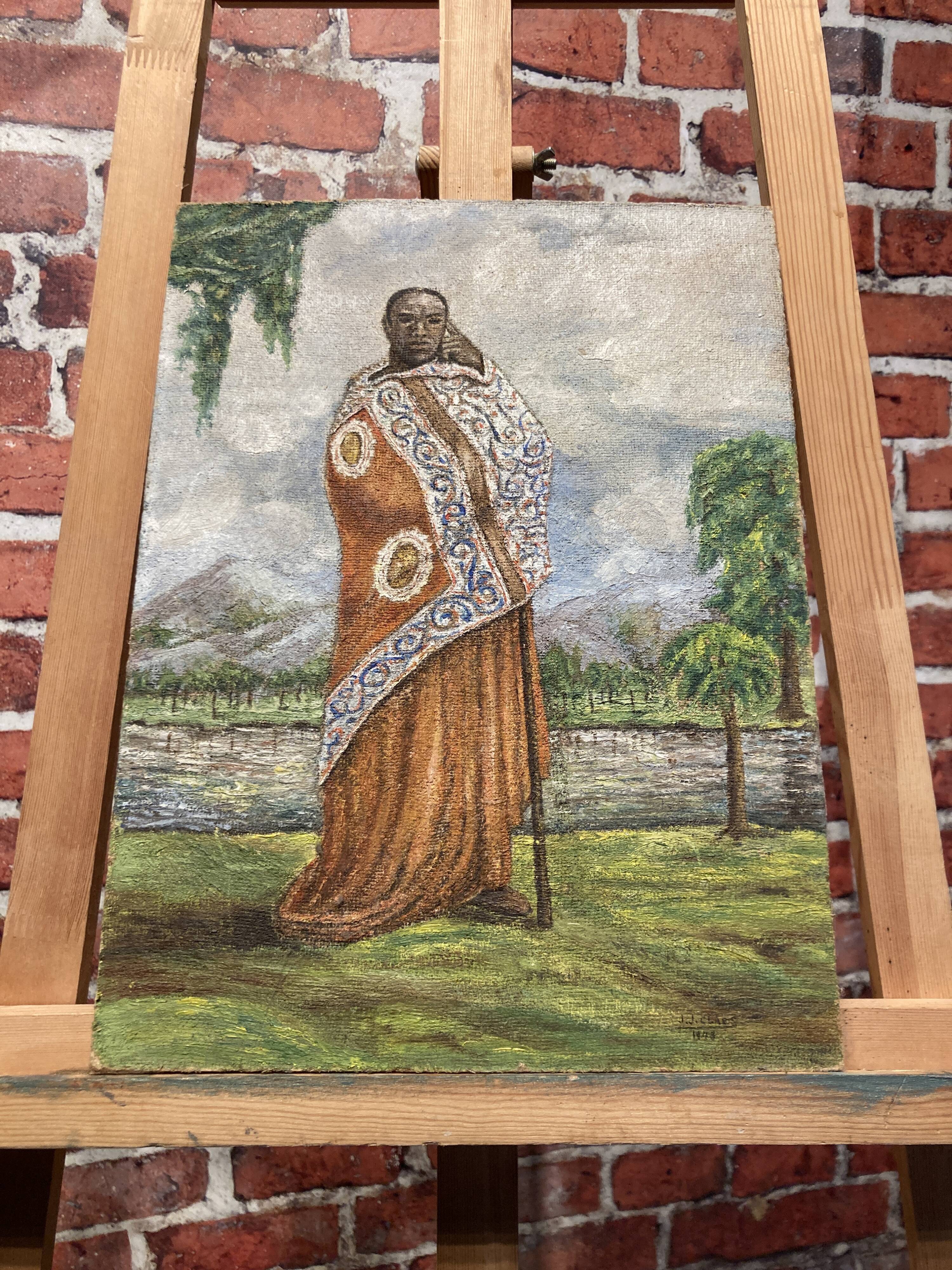 Painting on isorel of an African man