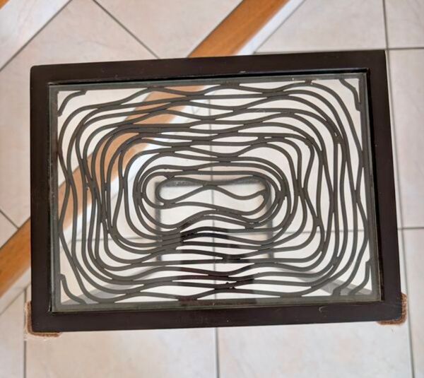 Sellette/table d'appoint fer forgé noir et plateau verre transparent