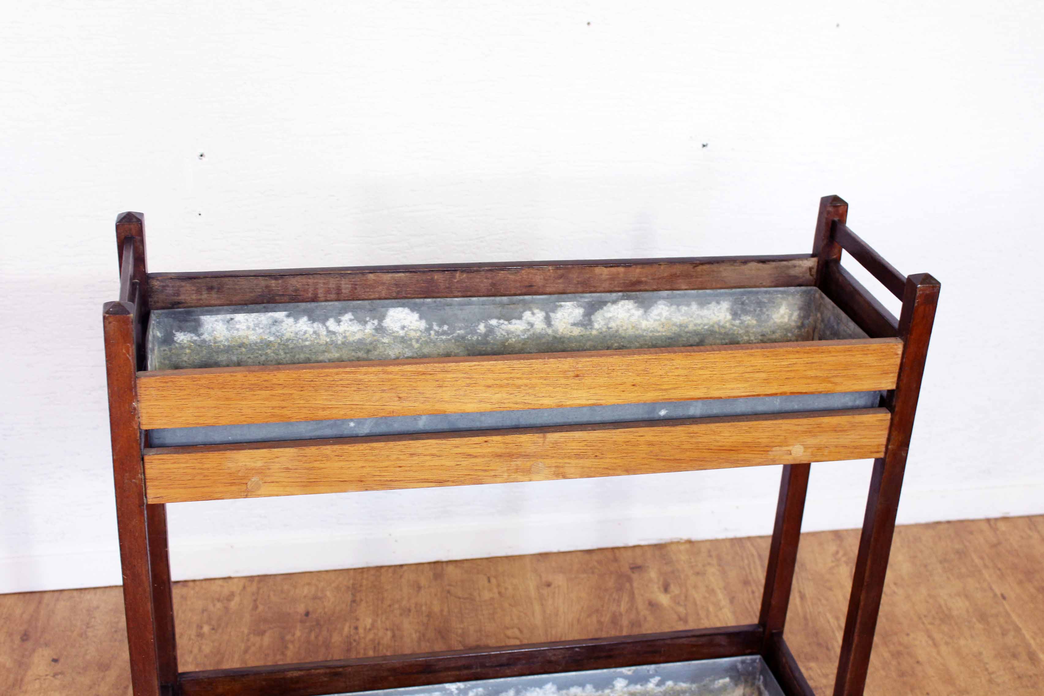 Solid wood and zinc planter