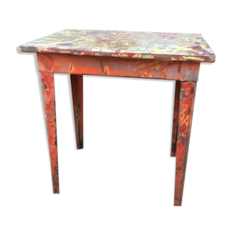 Metal painting workshop table patina