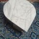 Coffee table in white Carrara marble with grey veins in the shape of an eye, circa 1970