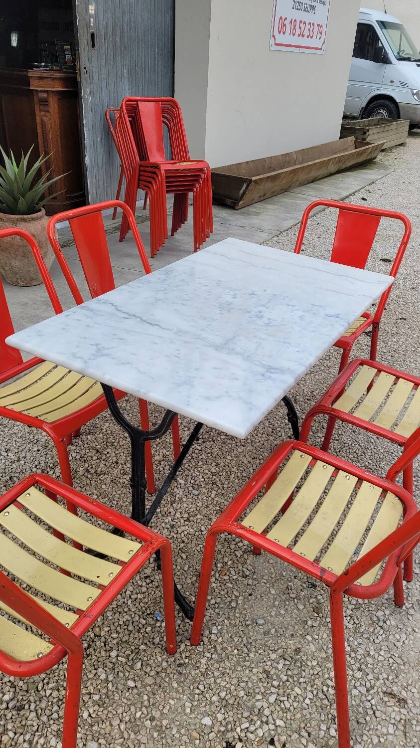 Marble and antique cast iron bistro table