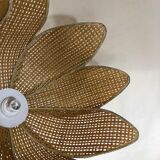Vintage pendant lamp in rattan in the shape of a flower
