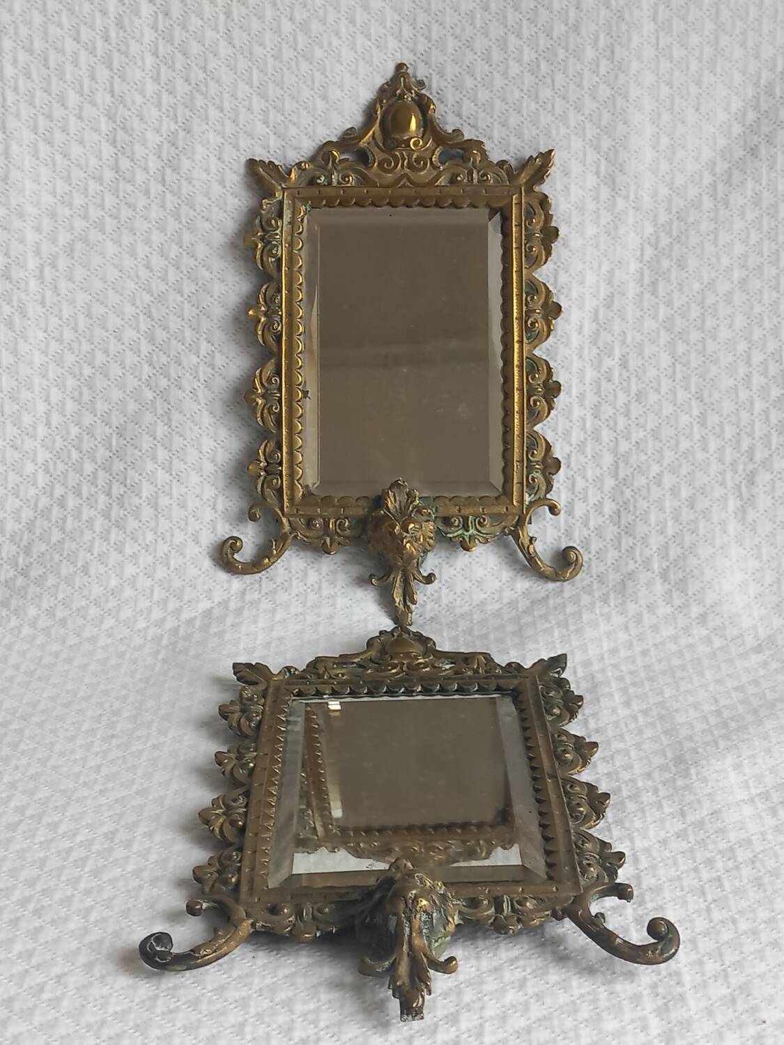 Pair of antique bronze mirrors – Louis XV / Rococo style – 19th century