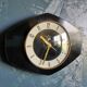 Vintage formica clock silent wall clock "Junghans golden black"