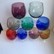 Set of 9 glasses with colored feet in blown glass 50s