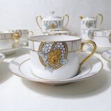 Limoges Ribes porcelain tea and coffee service, gold, silver, iridescent mother-of-pearl, Art Deco