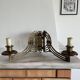 Art Nouveau style brass double piano wall lamp