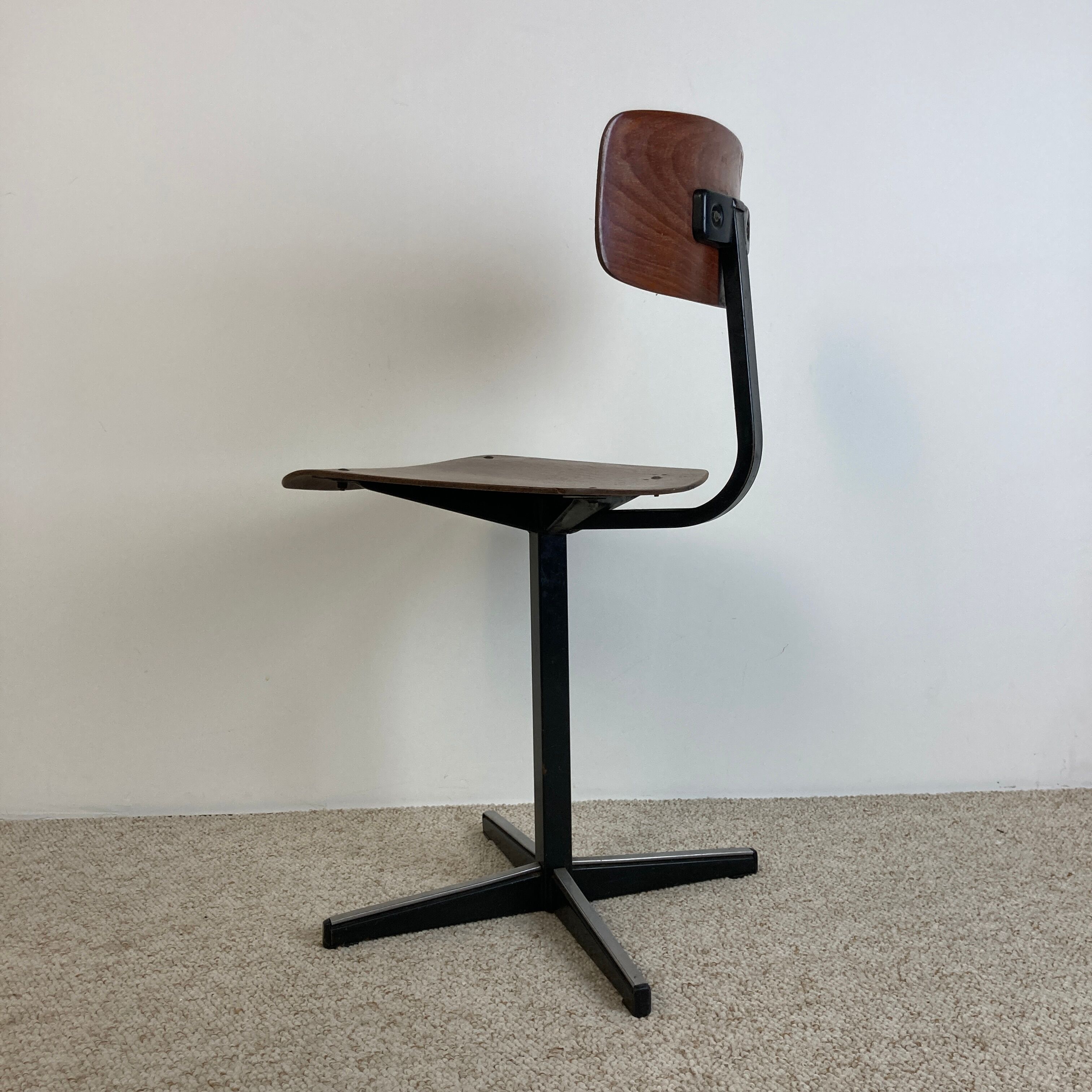 Office children's chair, wooden and metal, 70s