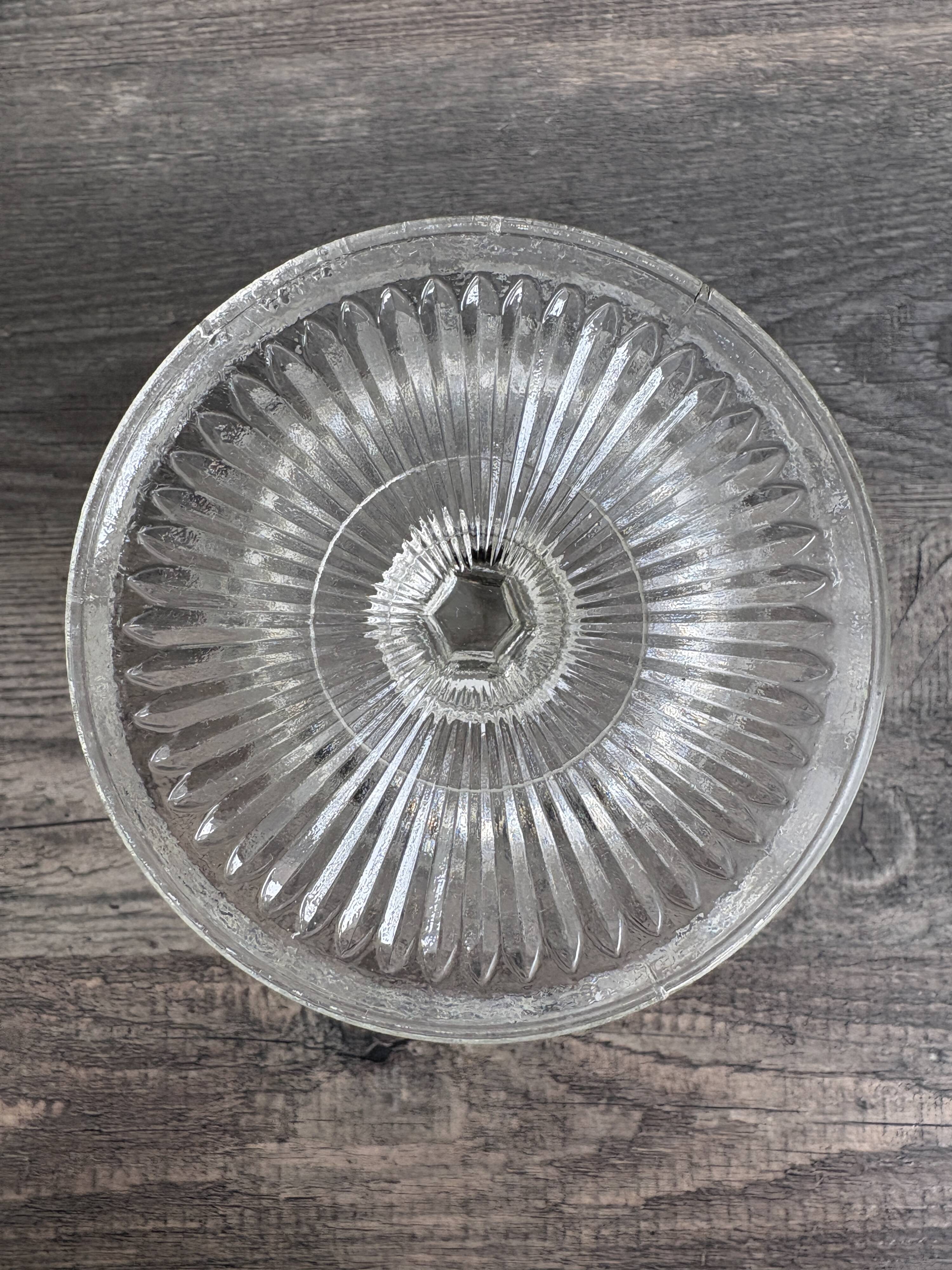 Antique glass bowl on pedestal