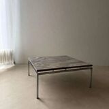 Mid-century coffee table natural stone chrome 1960s Netherlands