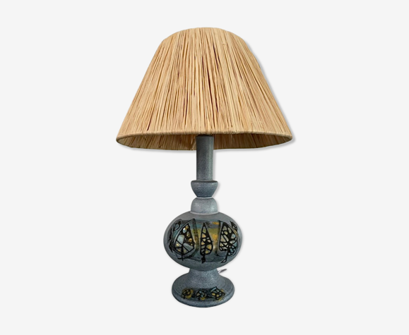 Lampe à poser bretonne et raphia