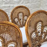 6 Vintage Emmanuelle Peacock Rattan Chairs