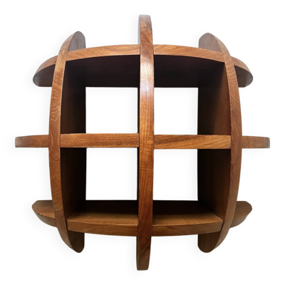 Bibliotheque étagere demi sphère bois massif teinté palissandre, design 70