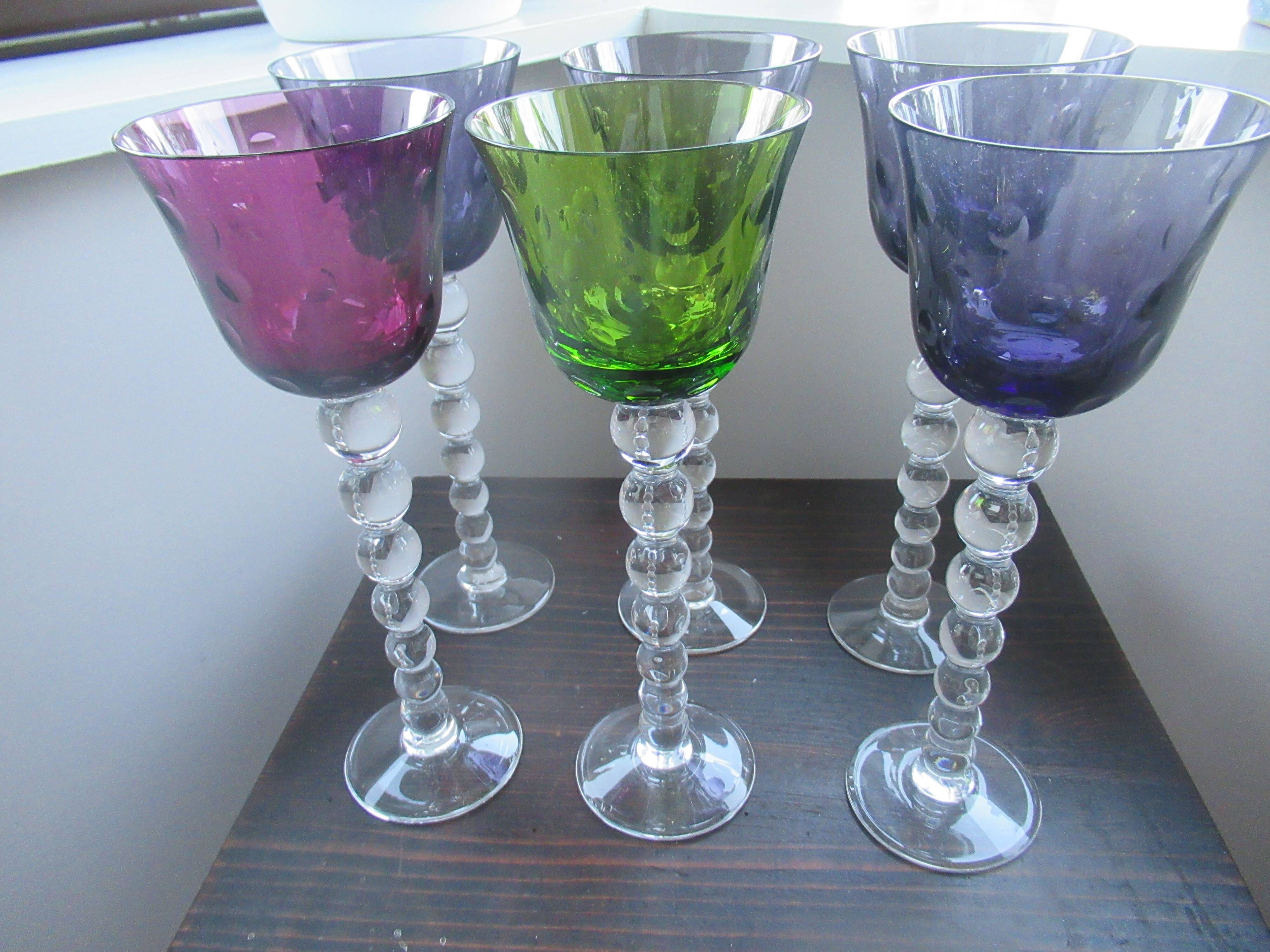 set of 6 crystal glasses saint louis model bubbles