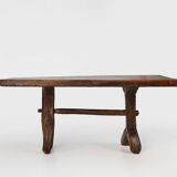 Rustic Spanish dining table, handmade in oak, 16th century