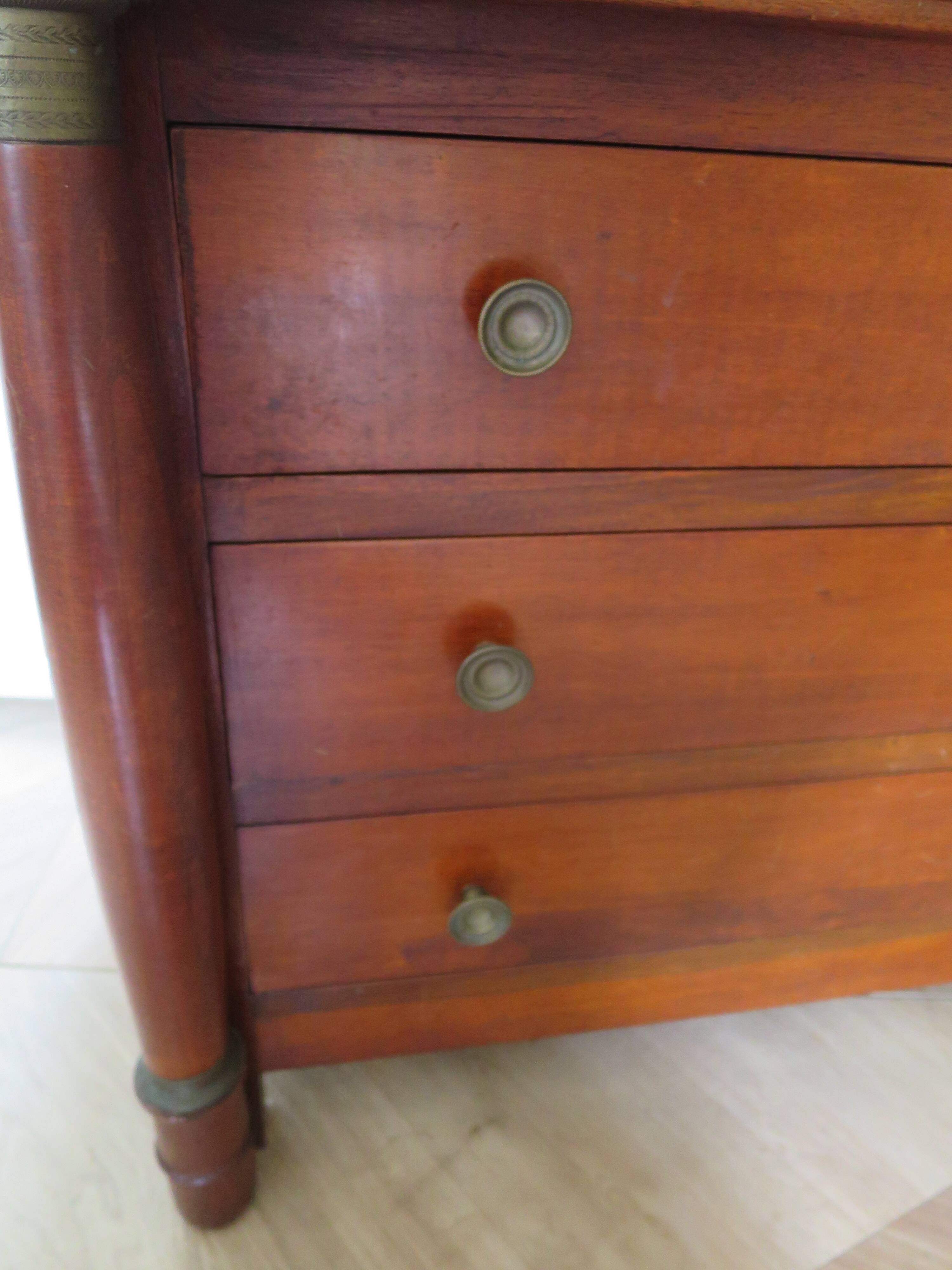 4-drawer chest of drawers - empire style - with detached columns - mahogany-bronze stain