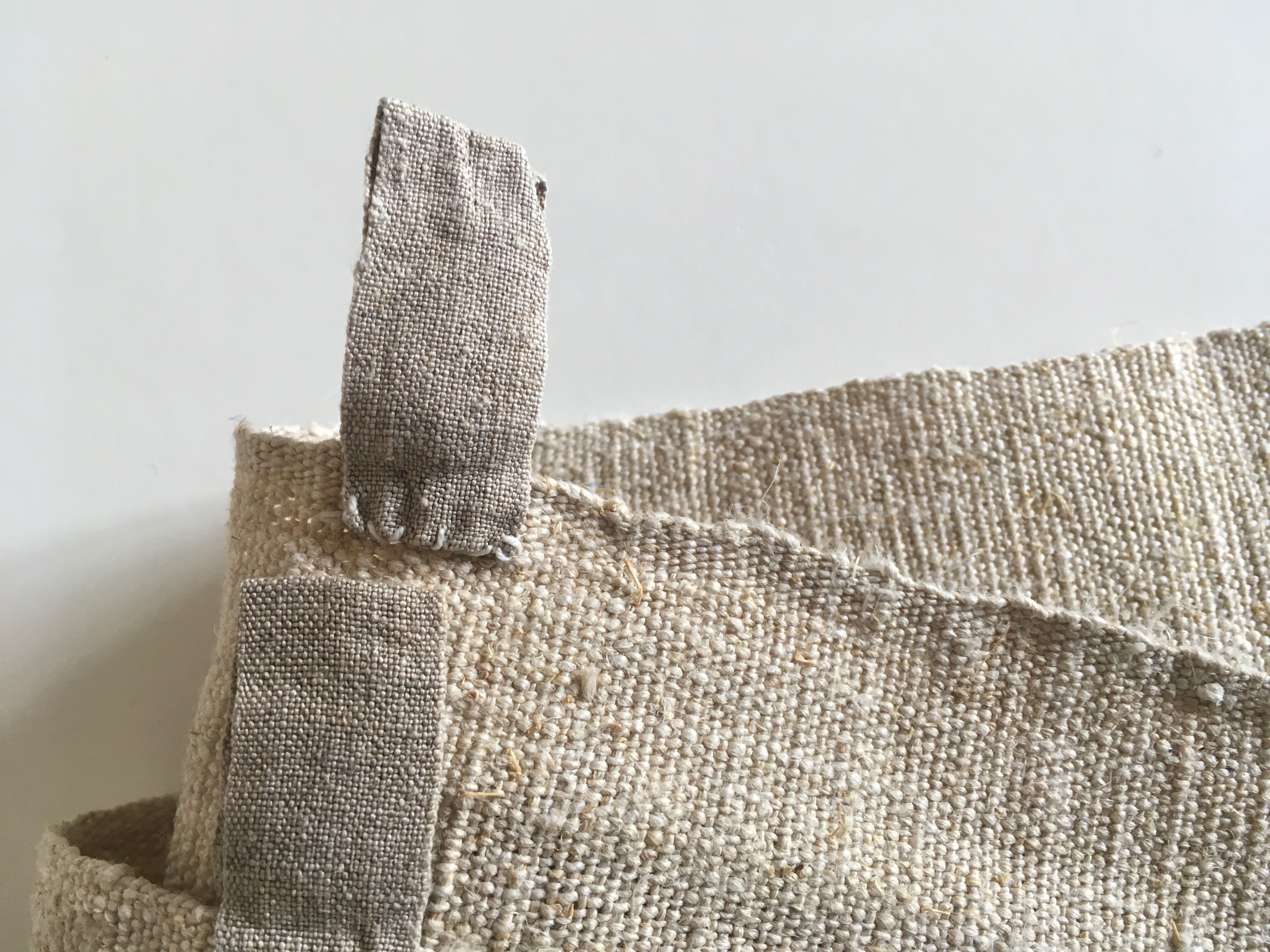 Raw hemp cloth table 19th L120cm