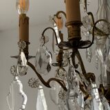 Bronze chandelier and crystal tassels, Louis XVI style