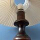 Vintage wooden table lamp with pleated shade