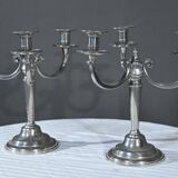 Pair of “Le Lingot” Candelabra in Pewter – Mid 20th Century