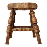 Small tripod stool in "Bobbin" style made of turned wood and pai.