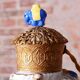 Asian Table Lamp in Brass and Porcelain, India, 1970s