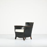 Otto Schulz leather club chair, for Boet. Sweden, C.1940