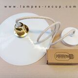 Vintage smooth opaline pendant light ready to install with bulb