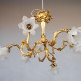 Chandelier in gilded bronze Napoleon III to tulips XIX