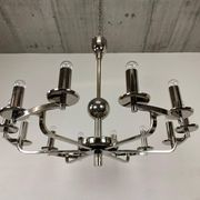 Large Bauhaus chandelier with two wall sconces.