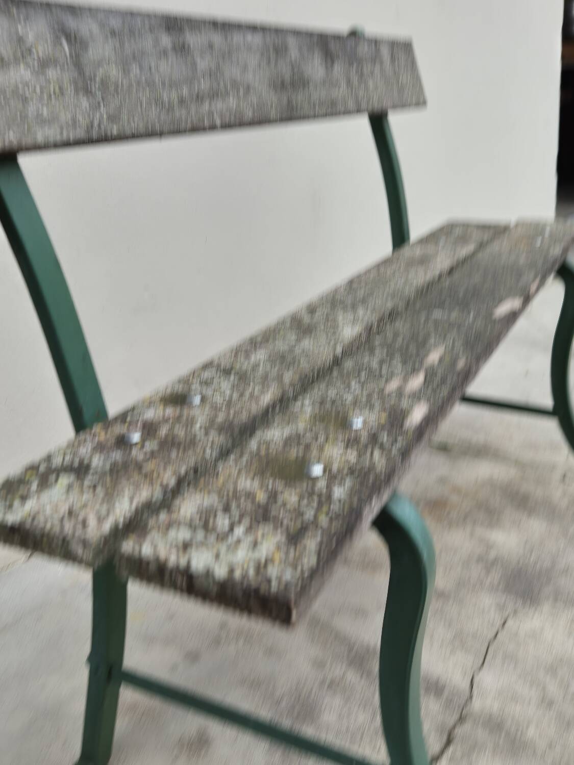 Old patinated garden bench 1950s