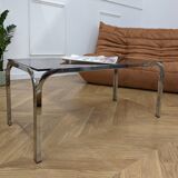 Table basse en verre fumé des années 70