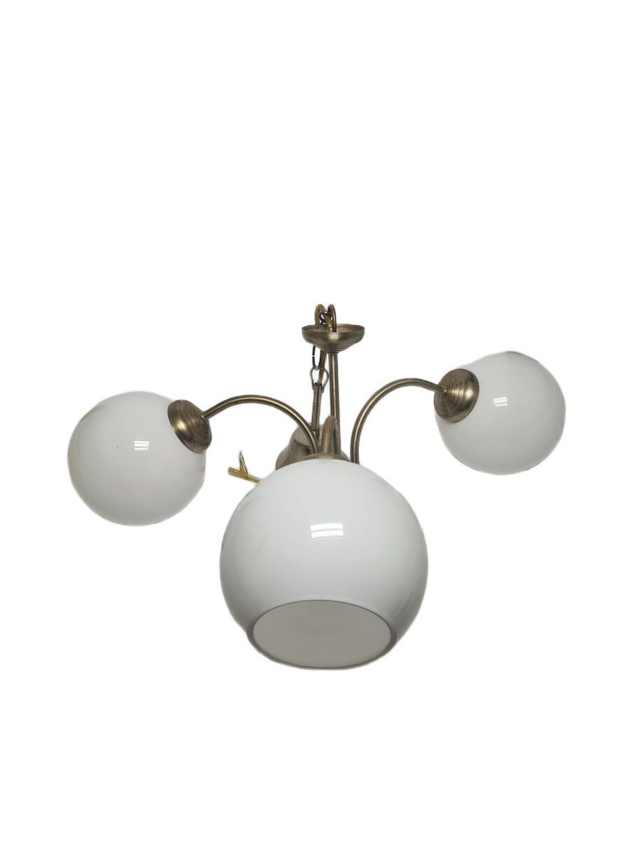 Art Deco glass and brass chandelier, Poland, 1970s