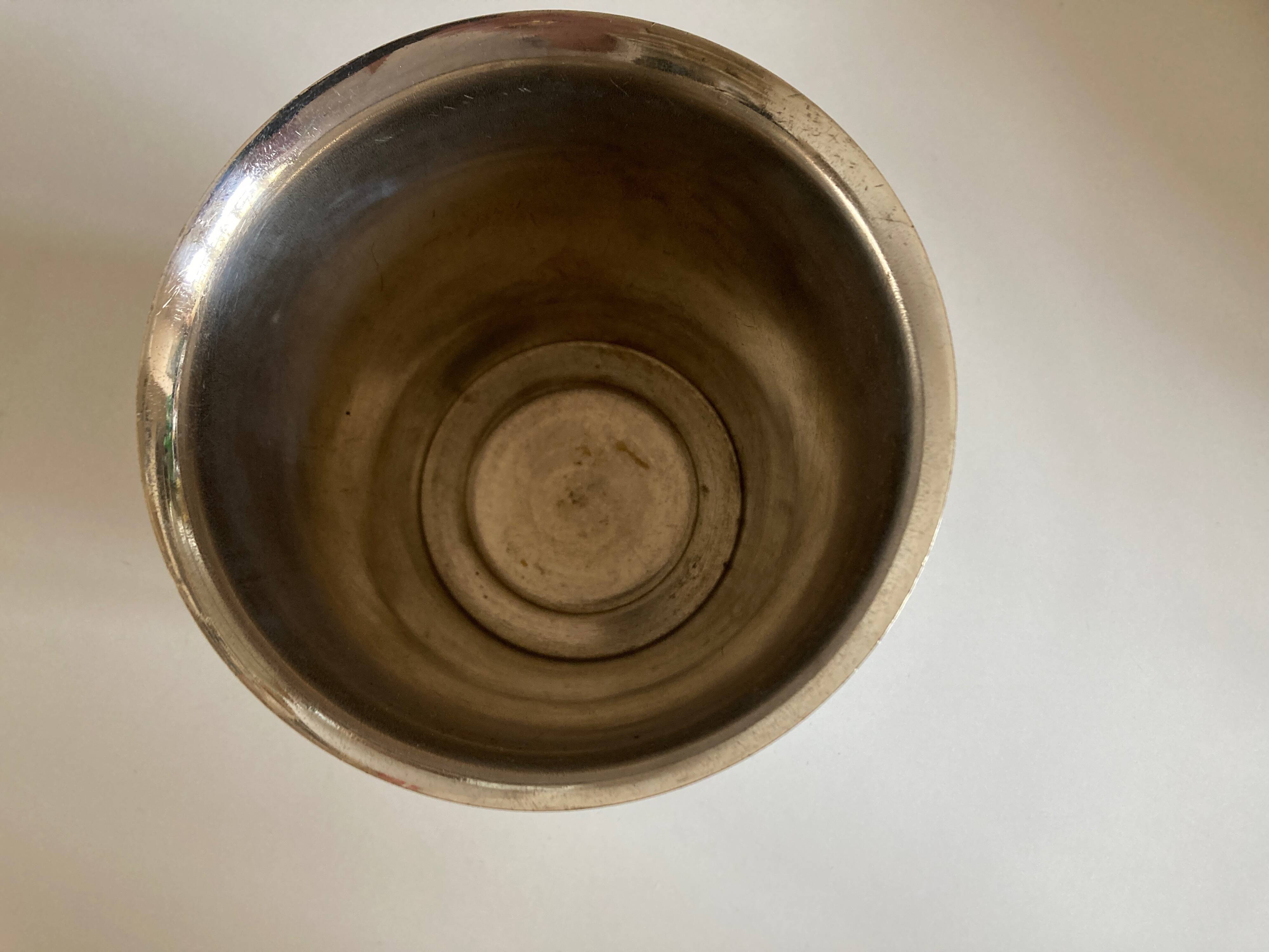 Silver-plated metal flowerpot in the style of Jean Després, 1950