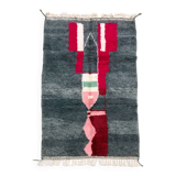 Moroccan Berber Boujaad gray rug with colorful patterns 2.44x1.58m