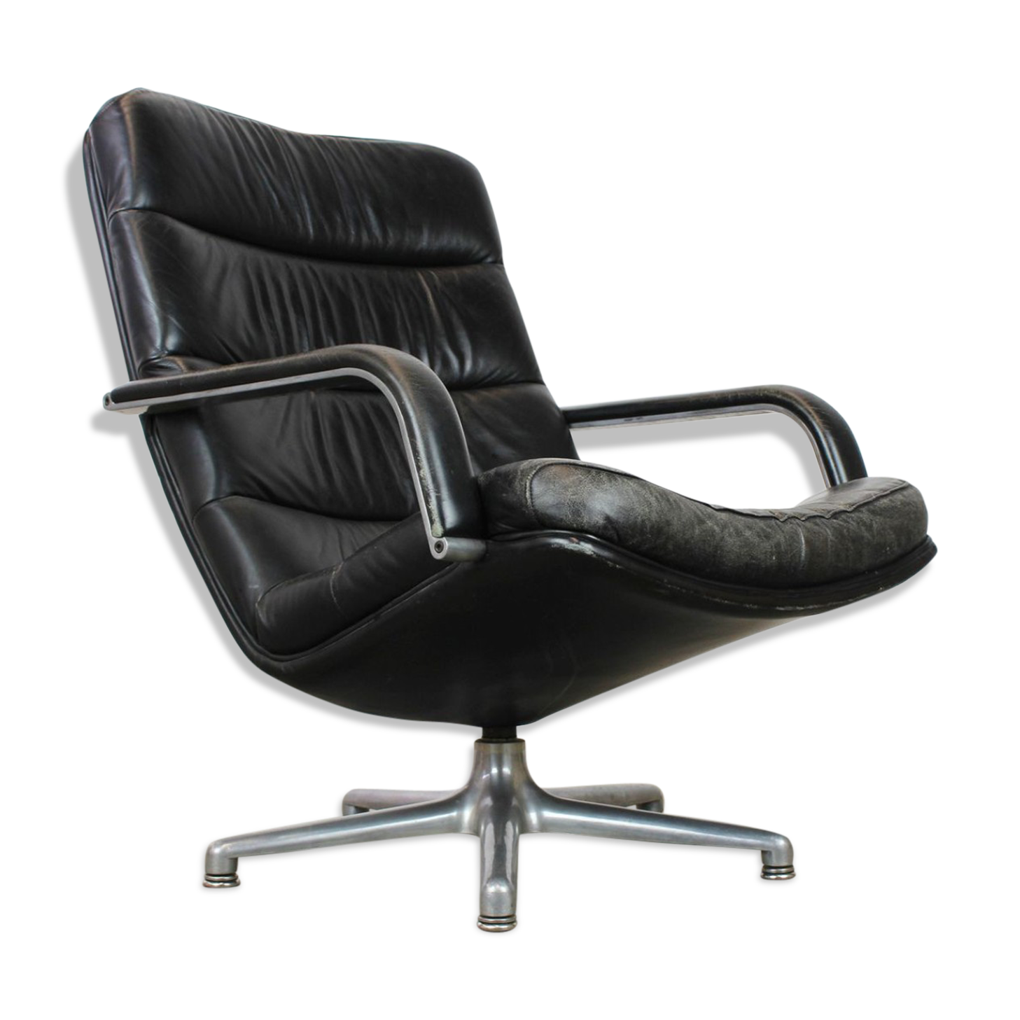 Black leather F141 armchair by Geoffrey Harcourt for Artifort 1970s